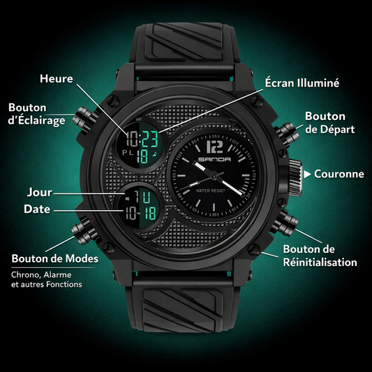 SANDA Black Sport – Montre Sport Ultime