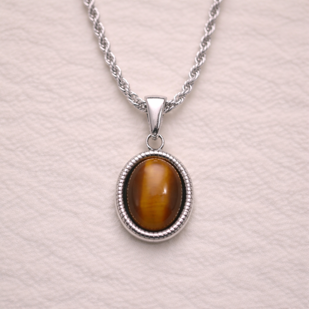 Pendentif Œil de Tigre – Force & Élégance