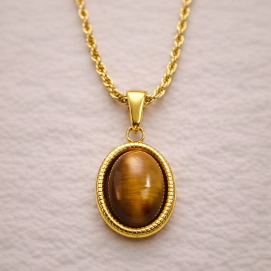 Pendentif Œil de Tigre – Force & Élégance