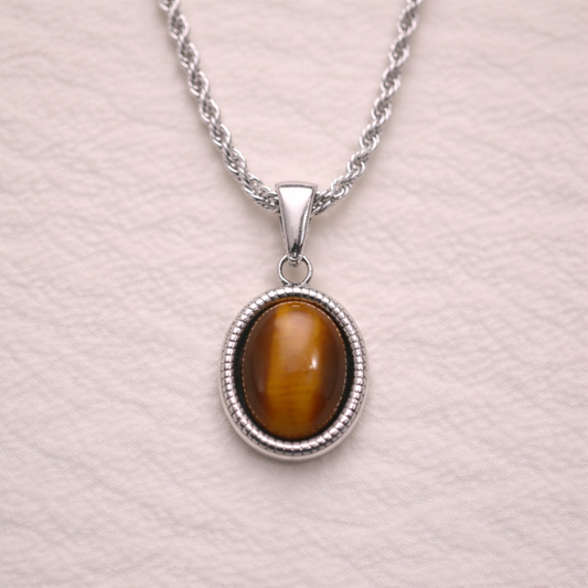 Pendentif Œil de Tigre – Force & Élégance