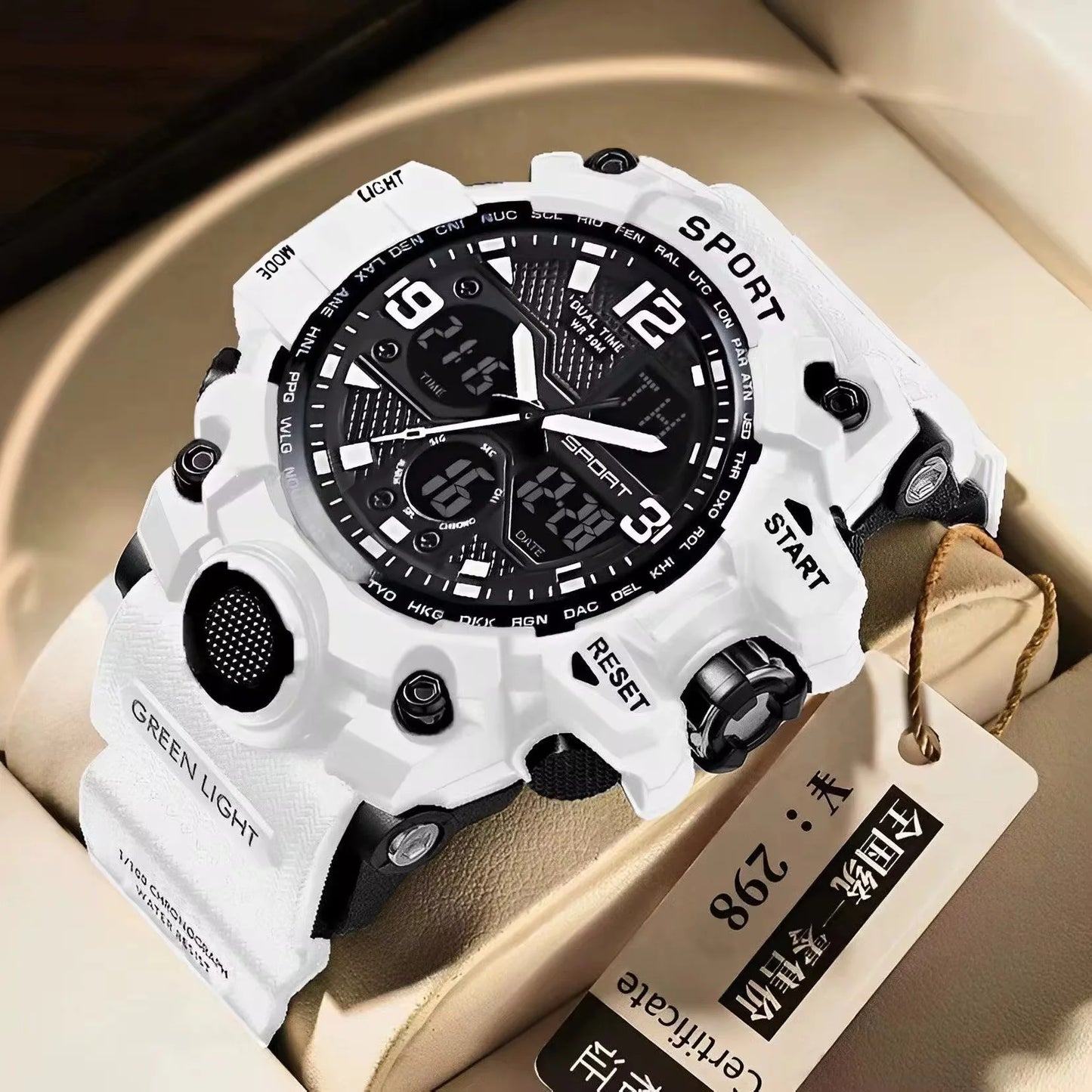 Montre chronomètre blanche